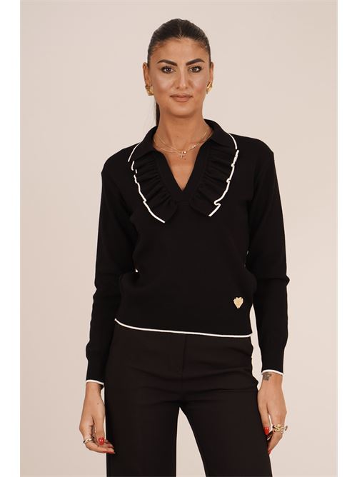 Maglia in viscosa con rouches Love To Love by Gai Mattiolo | LT667NERO/BIANCO